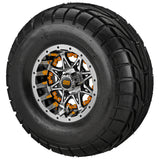 22x10.00-10 LSI Elite A/T Tires on Black/Machined Revenge Golf Cart Wheels with Color Inserts