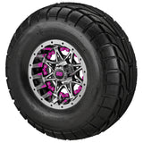22x10.00-10 LSI Elite A/T Tires on Black/Machined Revenge Golf Cart Wheels with Color Inserts