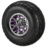 22x10.00-10 LSI Elite A/T Tires on Black/Machined Revenge Golf Cart Wheels with Color Inserts