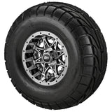 22x10.00-10 LSI Elite A/T Tires on Black/Machined Revenge Golf Cart Wheels with Color Inserts