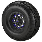22x10.00-10 LSI Elite A/T Tires on Matte Black Revenge Golf Cart Wheels with Color Inserts
