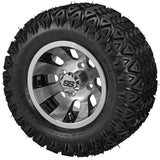 20x10.00-10 Black Trail II Tires on Black/Machined Gunslinger Golf Cart Wheels
