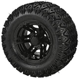 20x10.00-10 Black Trail II Tires on Matte Black Yukon Golf Cart Wheels