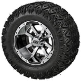 20x10.00-10 Black Trail II Tires on Black/Machined Maltese Cross Golf Cart Wheels