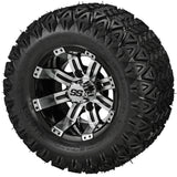 20x10.00-10 Black Trail II Tires on Black/Machined Casino Golf Cart Wheels