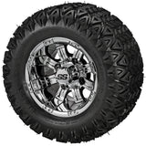 20x10.00-10 Black Trail II Tires on Mirror Casino Golf Cart Wheels