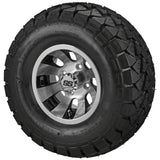 22x10.00-10 Trail Fox A/T Tires on Black/Machined Gunslinger Golf Cart Wheels