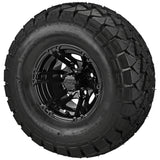 22x10.00-10 Trail Fox A/T Tires on Gloss Black Yukon Golf Cart Wheels