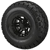 22x10.00-10 Trail Fox A/T Tires on Matte Black Yukon Golf Cart Wheels
