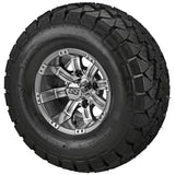 22x10.00-10 Trail Fox A/T Tires on Gun Metal Gray/Machined Casino Golf Cart Wheels
