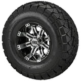 22x10.00-10 Trail Fox A/T Tires on Black/Machined Casino Golf Cart Wheels