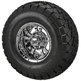 22x10.00-10 Trail Fox A/T Tires on Mirror Warlock Golf Cart Wheels