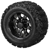 18x9.50-10 Black Trail Tires on Matte Black Casino Golf Cart Wheels