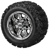 18x9.50-10 Black Trail Tires on Mirror Casino Golf Cart Wheels