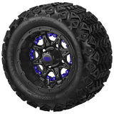 18x9.50-10 Black Trail Tires on Matte Black Revenge Golf Cart Wheels with Color Inserts (Copy)