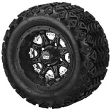 18x9.50-10 Black Trail Tires on Matte Black Revenge Golf Cart Wheels with Color Inserts (Copy)