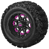18x9.50-10 Black Trail Tires on Matte Black Revenge Golf Cart Wheels with Color Inserts (Copy)