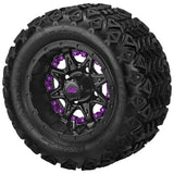 18x9.50-10 Black Trail Tires on Matte Black Revenge Golf Cart Wheels with Color Inserts (Copy)