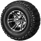 22x11.00-10 Sierra Sport Tires on Black/Machined Epic Golf Cart Wheels