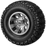 22x11.00-10 Sierra Sport Tires on Black/Machined Gunslinger Golf Cart Wheels