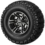 22x11.00-10 Sierra Sport Tires on Black/Machined Yukon Golf Cart Wheels