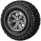 22x11.00-10 Sierra Sport Tires on Gun Metal Gray/Machined Casino Golf Cart Wheels