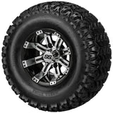 22x11.00-10 Sierra Sport Tires on Black/Machined Casino Golf Cart Wheels