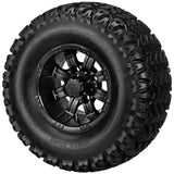 22x11.00-10 Sierra Sport Tires on Matte Black Casino Golf Cart Wheels