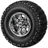 22x11.00-10 Sierra Sport Tires on Mirror Casino Golf Cart Wheels