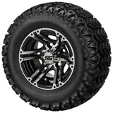 20x10.00-10 Sierra Sport Tires on Black/Machined Yukon Golf Cart Wheels
