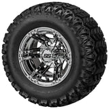 20x10.00-10 Sierra Sport Tires on Mirror Yukon Golf Cart Wheels