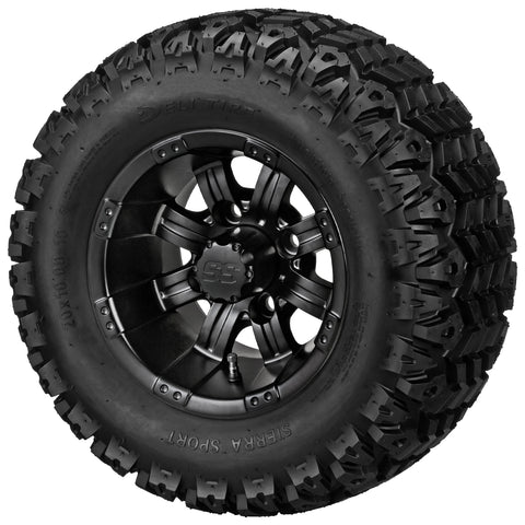 20x10.00-10 Sierra Sport Tires on Matte Black Casino Golf Cart Wheels