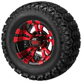 20x10.00-10 Sierra Sport Tires on Red/Black Warlock Golf Cart Wheels