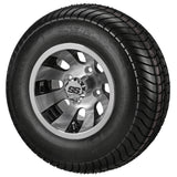 205/65-10 6Ply LSI Elite Tires on Black/Machined Gunslinger Golf Cart Wheels