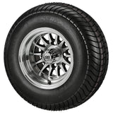 205/65-10 6Ply LSI Elite Tires on Black/Machined 14-Spoke Golf Cart Wheels
