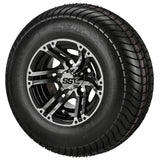 205/65-10 6Ply LSI Elite Tires on Black/Machined Yukon Golf Cart Wheels