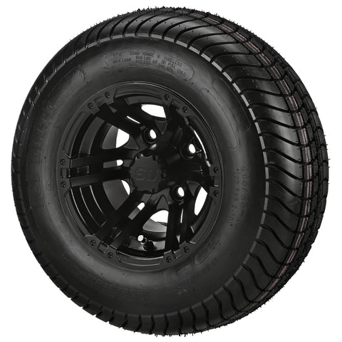 205/65-10 4Ply LSI Elite Tires on Matte Black Yukon Golf Cart Wheels