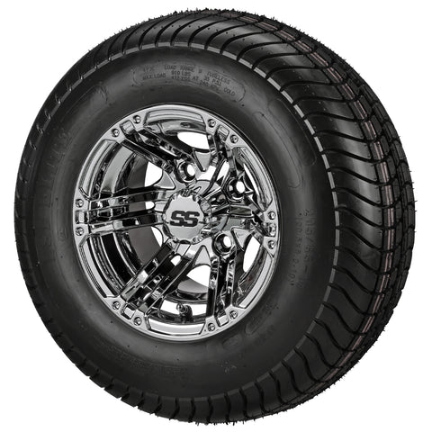 205/65-10 4Ply LSI Elite Tires on Mirror Yukon Golf Cart Wheels