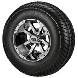 205/65-10 4Ply LSI Elite Tires on Black/Machined Maltese Cross Golf Cart Wheels