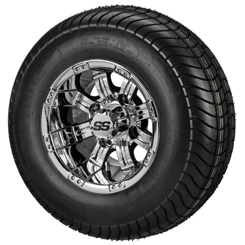 205/65-10 4Ply LSI Elite Tires on Mirror Casino Golf Cart Wheels