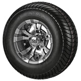 205/65-10 4Ply LSI Elite Tires on Gun Metal Gray/Machined Warlock Golf Cart Wheels