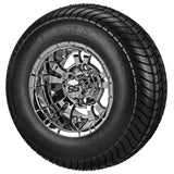 205/65-10 4Ply LSI Elite Tires on Mirror Warlock Golf Cart Wheels