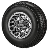 205/65-10 4Ply LSI Elite Tires on Black/Machined Revenge Golf Cart Wheels with Color Inserts