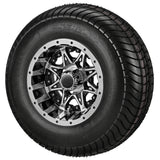205/65-10 4Ply LSI Elite Tires on Black/Machined Revenge Golf Cart Wheels with Color Inserts