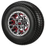 205/65-10 4Ply LSI Elite Tires on Black/Machined Revenge Golf Cart Wheels with Color Inserts