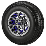 205/65-10 4Ply LSI Elite Tires on Black/Machined Revenge Golf Cart Wheels with Color Inserts
