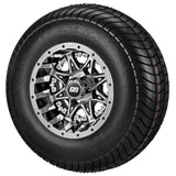 205/65-10 4Ply LSI Elite Tires on Black/Machined Revenge Golf Cart Wheels with Color Inserts