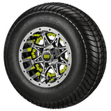 205/65-10 4Ply LSI Elite Tires on Black/Machined Revenge Golf Cart Wheels with Color Inserts