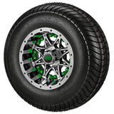 205/65-10 4Ply LSI Elite Tires on Black/Machined Revenge Golf Cart Wheels with Color Inserts