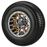 205/65-10 4Ply LSI Elite Tires on Black/Machined Revenge Golf Cart Wheels with Color Inserts